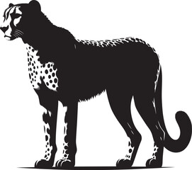Cheetah Silhouette isolated on white background Minimalist cheetah vector shape icon