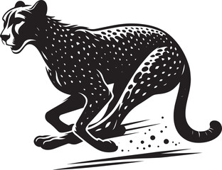 Fototapeta premium Cheetah Silhouette isolated on white background Minimalist cheetah vector shape icon