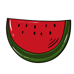 Watermelon Slice Cartoon for Summer, Vector Clipart.