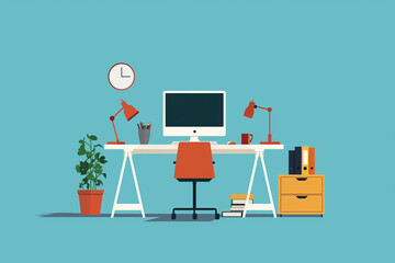 Freelancer workplace, modern simple flat design illustration
