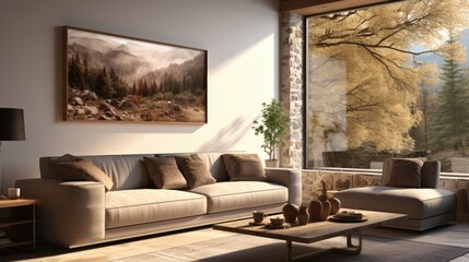 An image of a wall mounted air conditioner in a living room  