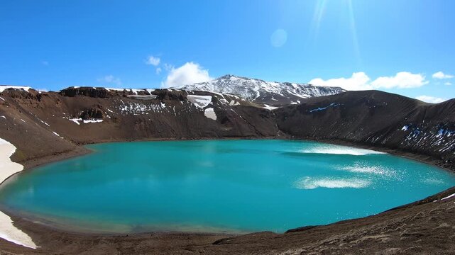 Viti volcano crater in Krafla is a dramatic explosion crater, accessible in north Iceland in summer, Iceland