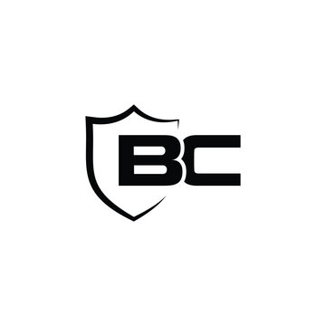 BC letter monogram logo design in security shape vector