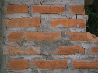 Old orange brick texture vintage wall for background      