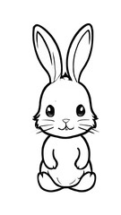 Obraz premium Rabbit - Coloring Page for Kids - Mermaid - Printable - Kindergarten - Teacher - Isolated on White Background - Coloring Book