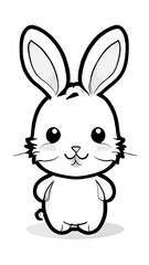 Fototapeta premium Rabbit - Coloring Page for Kids - Mermaid - Printable - Kindergarten - Teacher - Isolated on White Background - Coloring Book