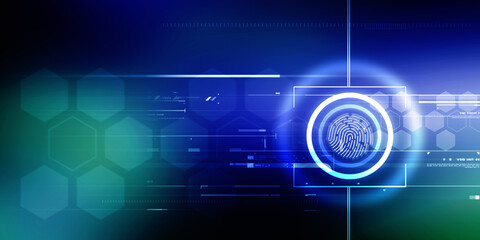 2d Illustration Fingerprint Scanning Technology Concept 