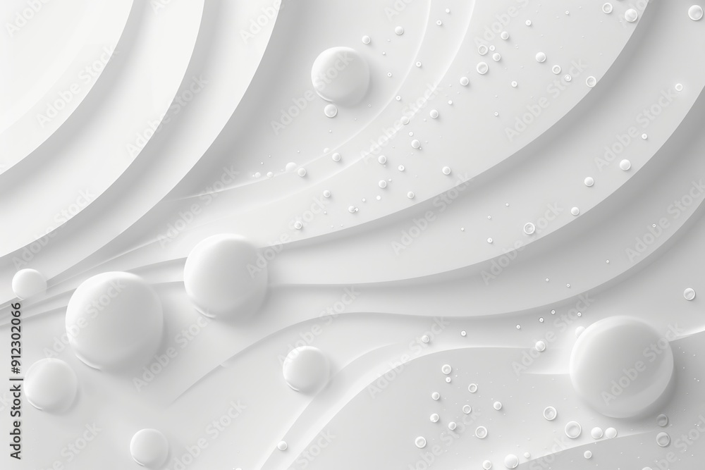 Poster Close-up of a white background with soap bubbles forming and popping