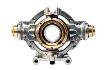 A Sleek, Precision-Engineered Metal Mechanism on a White or Clear Surface PNG Transparent Background