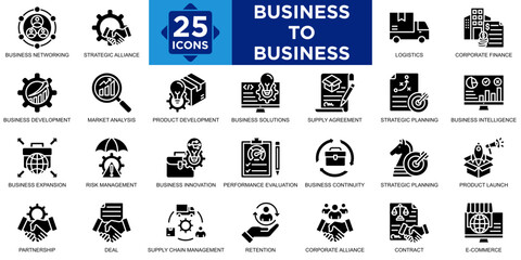 business to business, office, business, meeting, team, teamwork icon set. Outline icons collection. Simple vector illustration