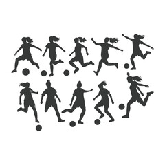 Set of Soccer Players Silhouettes. American Football Players Silhouettes , vector pack, various pose set