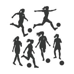 Set of Soccer Players Silhouettes. American Football Players Silhouettes , vector pack, various pose set