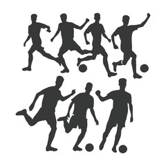 Set of Soccer Players Silhouettes. American Football Players Silhouettes , vector pack, various pose set