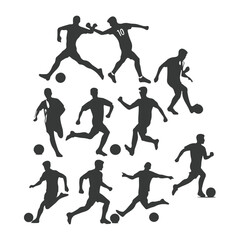 Set of Soccer Players Silhouettes. American Football Players Silhouettes , vector pack, various pose set