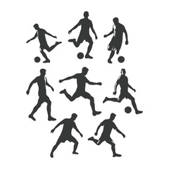 Set of Soccer Players Silhouettes. American Football Players Silhouettes , vector pack, various pose set
