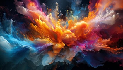Obraz premium Brilliant Burst: Abstract Paint on Dark Background