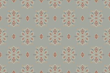 Ikat tribal Indian seamless pattern. Ethnic Aztec fabric carpet mandala ornament native boho chevron textile.Geometric African American oriental traditional vector illustrations. Embroidery style.