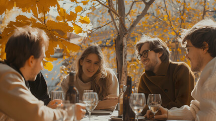 Diverse group of friends laughing together at a backyard barbecue