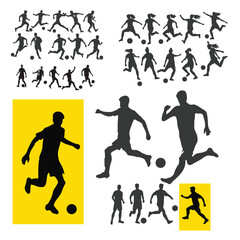 Football Players Silhouettes , vector pack, various pose set