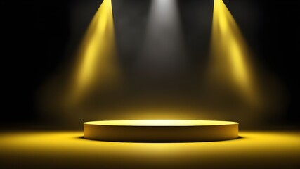 Yellow podium smoke spotlight stage 