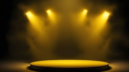 Yellow podium smoke spotlight stage 