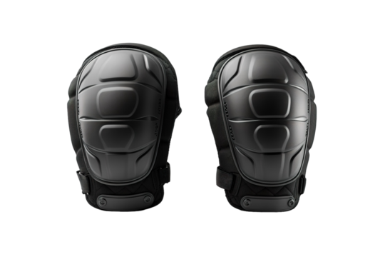 Protective Black Knee Pads for Enhanced Comfort and Safety During Construction Work on a White or Clear Surface PNG Transparent Background