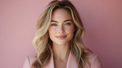 Fototapeta premium Confident Professional Woman in Pink Blazer