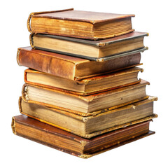 Fototapeta premium Stack of old books isolated on transparent background
