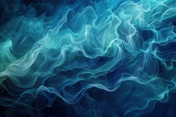 Obraz premium surreal underwater scene with bioluminescent waves forming ethereal ghostly shapes deep blues and vibrant teals create a mesmerizing dreamlike atmosphere