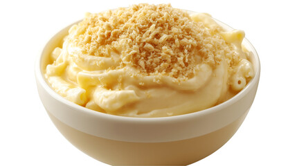 Bowl of Creamy Smooth Macaroni and Cheese with Breadcrumbs on Top