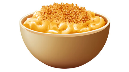 Bowl of Creamy Smooth Macaroni and Cheese with Breadcrumbs on Top