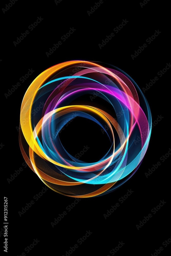 Poster a vibrant, circular shape sits against a dark background, perfect for use in designs where bright co