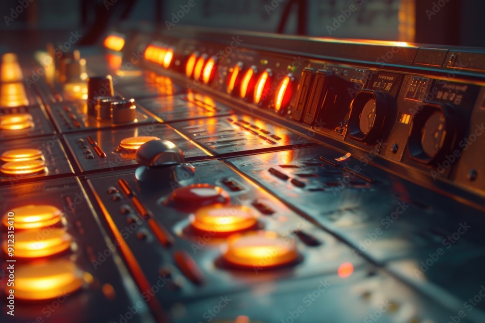 Aufkleber a detailed shot of a control panel with various lights and buttons