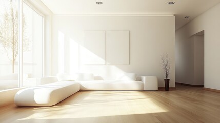 Fototapeta premium Bright and Minimalist Living Room Interior