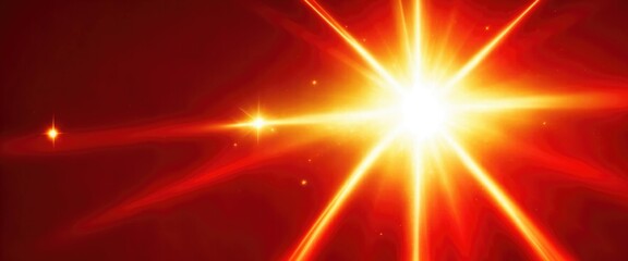 Obraz premium Red light burst with the color of yellow, golden sparkling abstract beautiful rays of lights on dark background