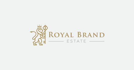 Royal lion king and key real estate logo © The Grafiosi