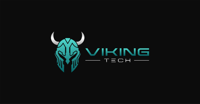 Viking scifi warrior futuristic helmet logo