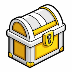 A small Toy Treasure Chest at sunset art vector illustration