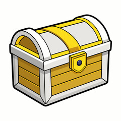 A small Toy Treasure Chest at sunset art vector illustration