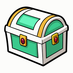 A small Toy Treasure Chest at sunset art vector illustration