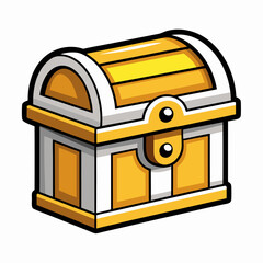 A small Toy Treasure Chest at sunset art vector illustration