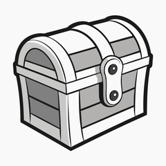 A small Toy Treasure Chest at sunset art vector illustration