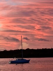 sailboat at sunset
