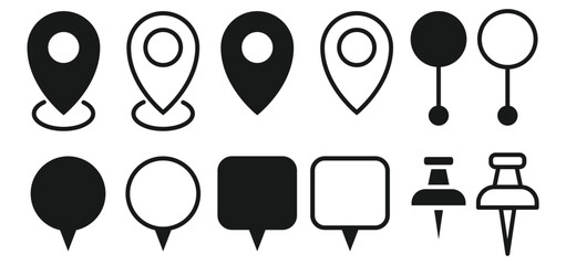 Location icon set, Map pin place marker. location pointer icon symbol in flat style, navigation sign