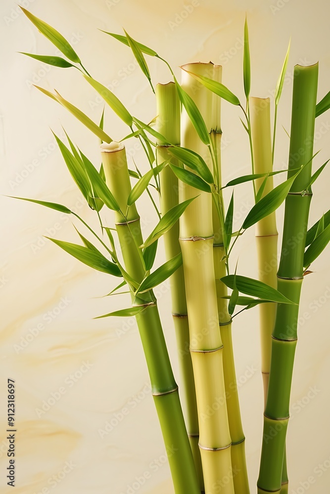Fototapete abstract background with mature bamboo and leaves in a blurred background with a beautiful bokeh,