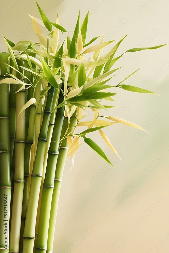 Fototapete abstract background with mature bamboo and leaves in a blurred background with a beautiful bokeh,