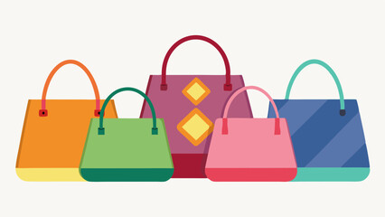 Collection set of colorful handbag isolated on transparent background