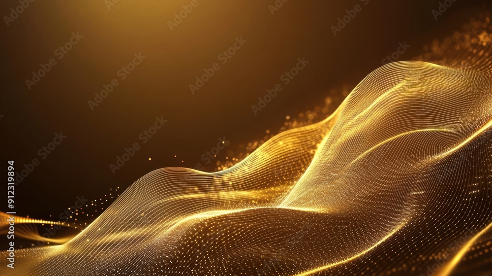 Poster futuristic golden vector background with flowing lines and soft gradient texture for technology pres