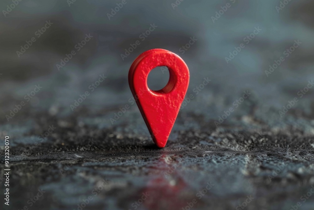 Poster a small red pin with a central hole, suitable for maps or other applications