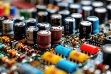 Close-up of Colorful Electronic Components on a Circuit Board